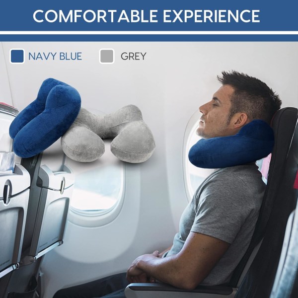 Inflatable Travel Cushion (Dark Blue) Airplane Cushion Compa,ZQKLA