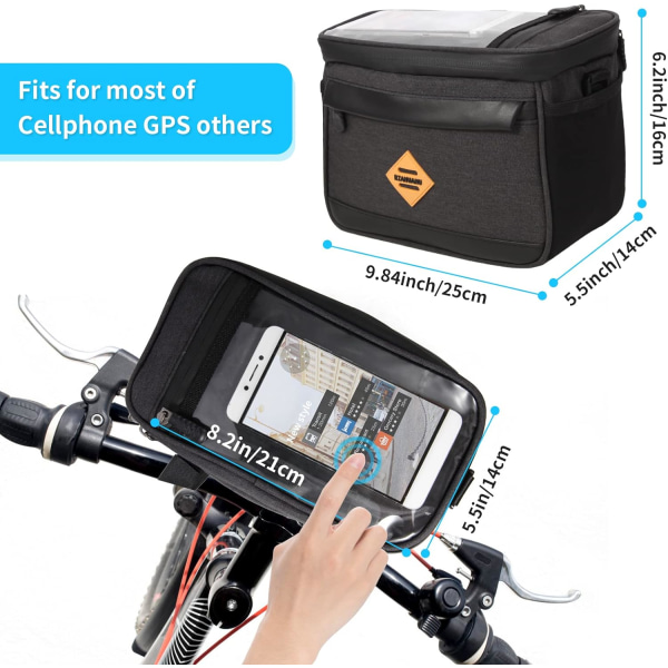 Bicycle Handlebar Bag 4.5L Waterproof Electric Bike Front Ba,ZQKLA