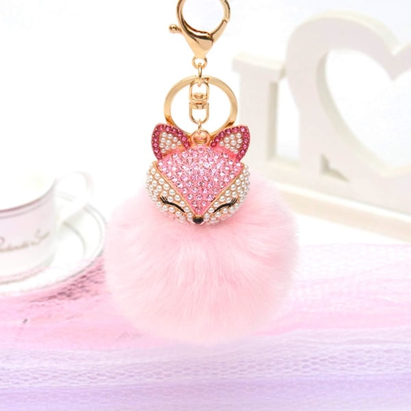 Fox Nøglering (Sort) Bor Rhinestone Pendant kvast Decorati, ZQKLA