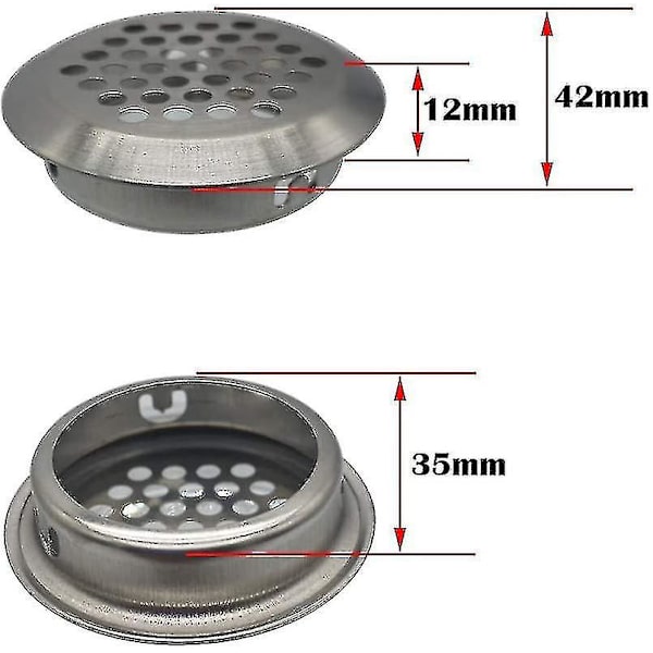 27 stk. 35mm Rustfrit Stål Ventilationsgitter Rundt Mesh Åndbar | Til Køkkenmøbler Rustfrit Stål Ventilation Mund | Til Skab Skab