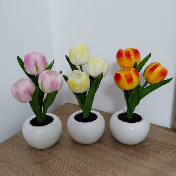 Bordlampe LED Tulipanlampe Kunstig Blomst Lille Natlampe, ZQKLA