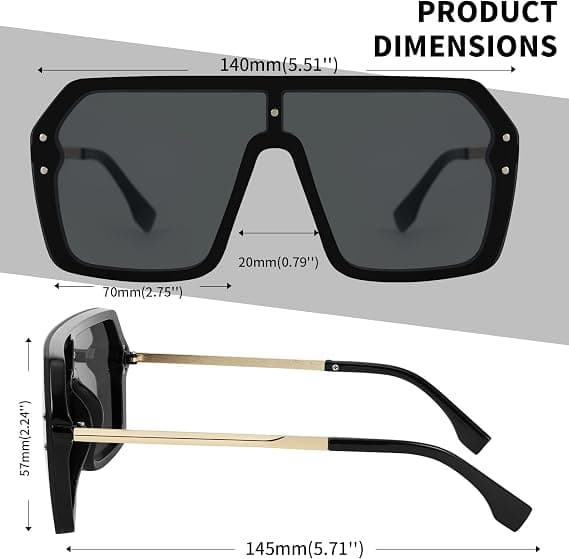 Vision Oversized Siamese Ettdelt Solbriller for Kvinner Menn Flat