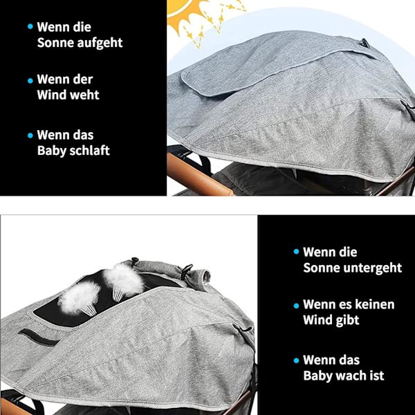 Solskydd för Barnvagn UV-Skydd Solsegel Barnvagnsskydd, ZQKLA