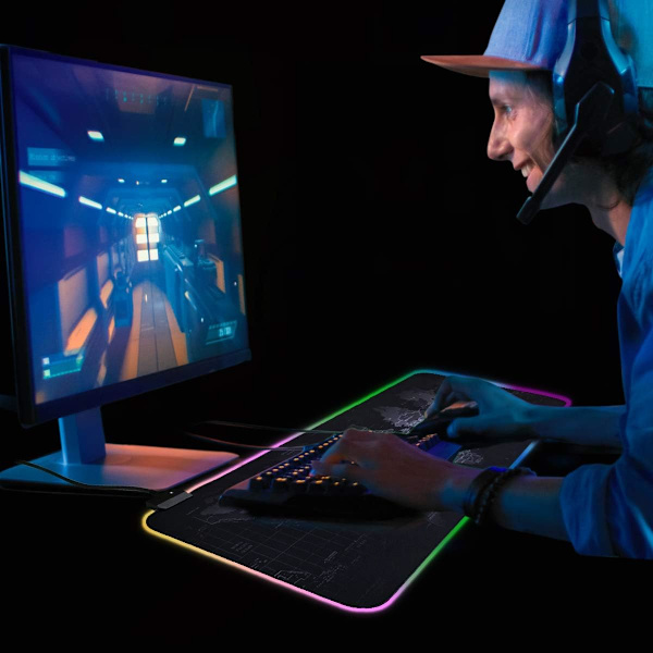 Gaming Musemåtte, LED Belyst Musemåtte, XL Musemåtte med A,ZQKLA