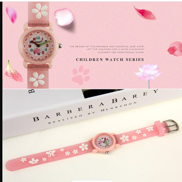Flickors Time Machines Analog Klocka med Elastiskt Tygband Rosa, ZQKLA