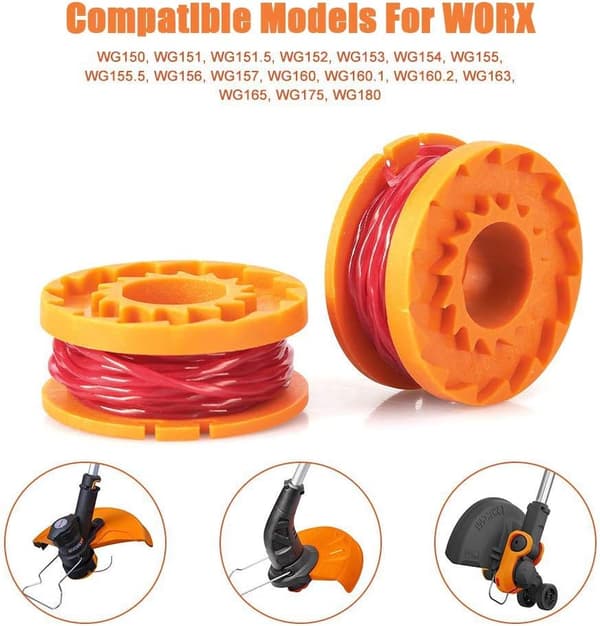 SYWAN 14-pak Erstatningsspoler til Worx WA0010 Trimmer (12 spoler