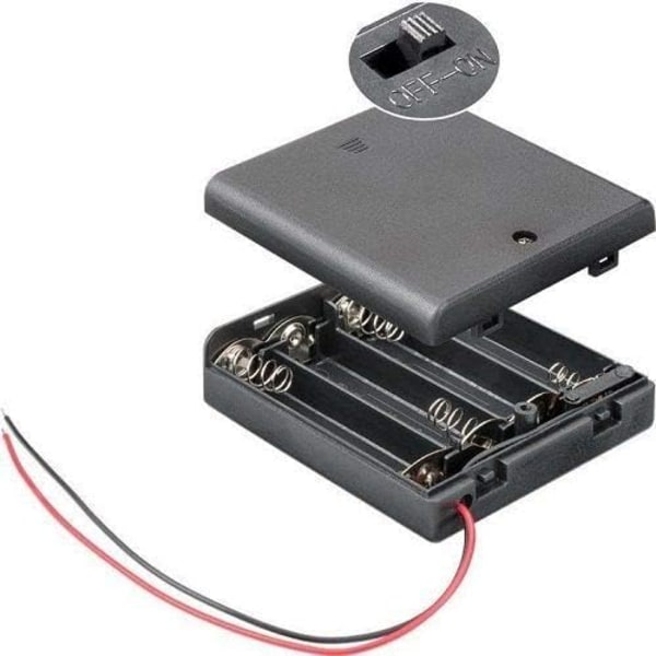 Batterihållare med ON/OFF-knapp - AAA batterihållare - Passar