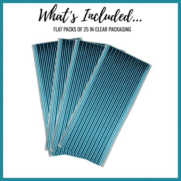 100 stk. Premium Solid Papirstrå (Solid, Metallic Aqua), ZQKLA