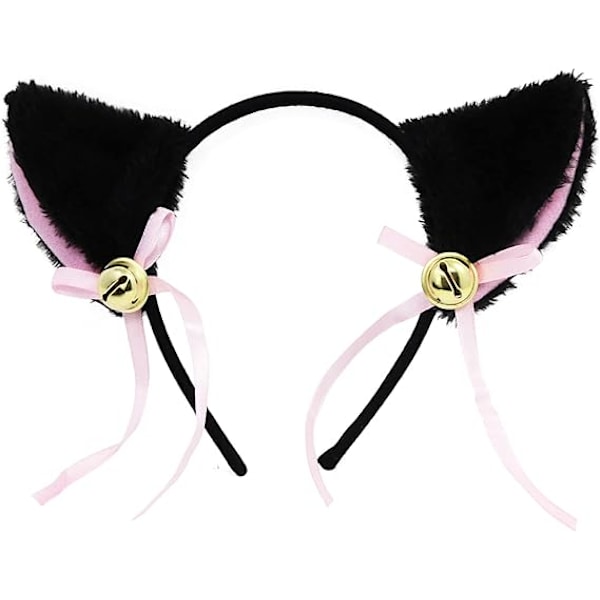 Dewenwils Katt Cosplay Set, Kattöron Hårband Kattunge Svans Öron Col