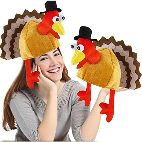 2-pak Thanksgiving Party Tyrkisk Hatt Kostyme Unisex Hatt med Hale