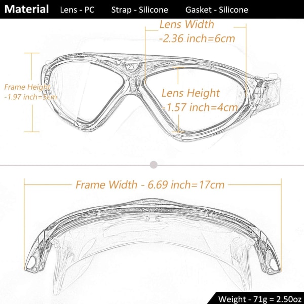 Uima-lasit, Aikuisten Uima-lasit Läpinäkyvät Hämärtymättömät Wa,ZQKLA
