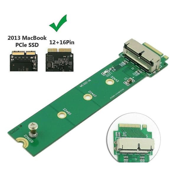 12+16-nastainen SSD M.2 NGFF PCI-e -sovitin MacBook Pro Air -tietokoneille
