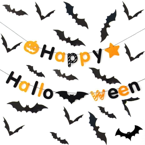 96 kpl 3D Bat Halloween -koristeita ja Halloween Alphabet P, ZQKLA