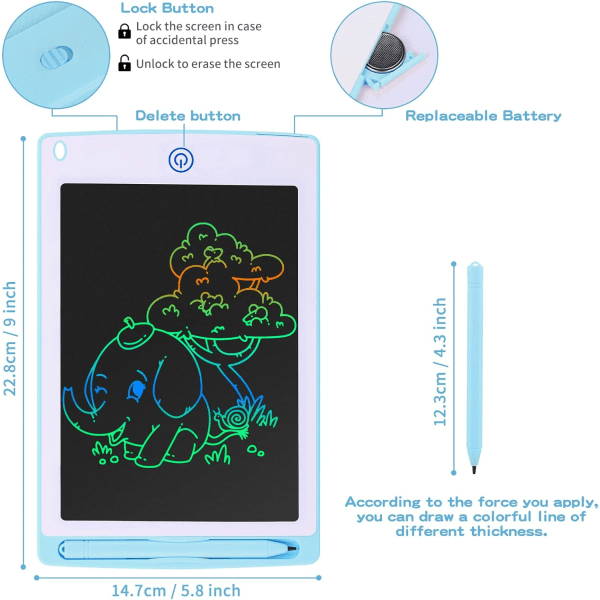 Børnetegningstablet, 8,5 tommer Genanvendelig Slettelig Skrivepude, Magi