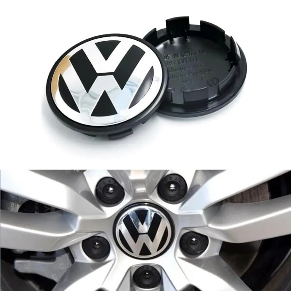 4-Pak - Volkswagen VW Centrumkåpor / Hjulnav Emblem - Bil Sølv 65 mm