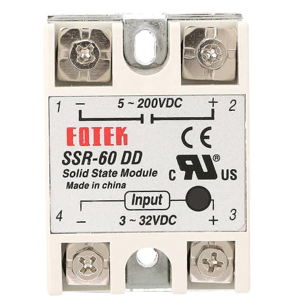 DCDC Solid State Relé SSR60DD 60A 3-32VDC til 5-200VDC SSR