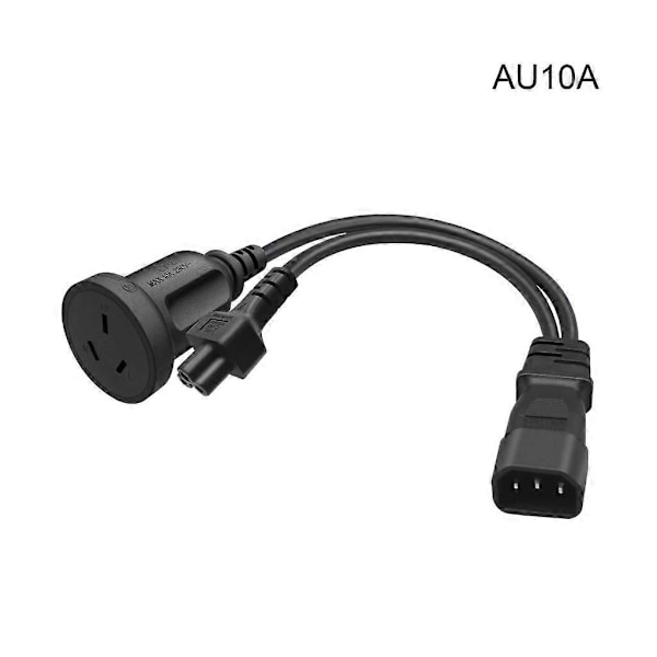 Y-jakaja-adapterijohto IEC320 C14 Urosliitin C13+AU10A/16A Naaras Virtajohtoon 10A