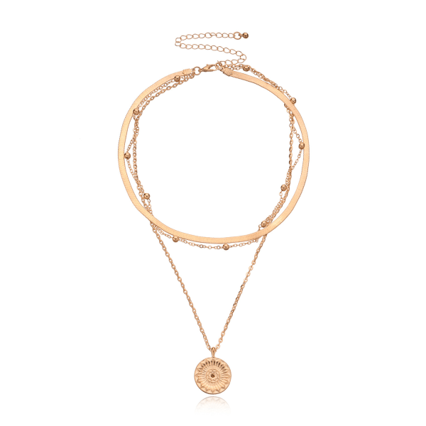 Blomstermønt Lagdelt Halskæde Boho Choker Halskæder Perler, ZQKLA