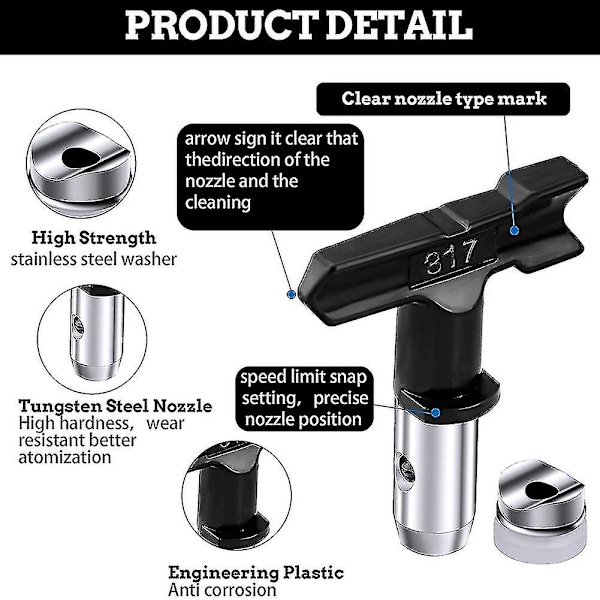 5 stk Airless malingsprøyte dysetips - 215, 317, 419, 521, 623