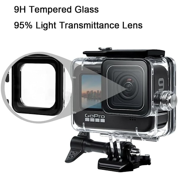 Vandfast etui til GoPro Hero 9 Hero 10 Actionkamera Sort, ZQKLA