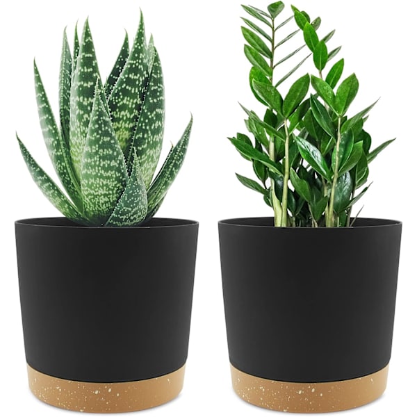 Set med 2 Blomkrukor 16,5 cm, Inomhusblomkrukor med Dränering, ZQKLA