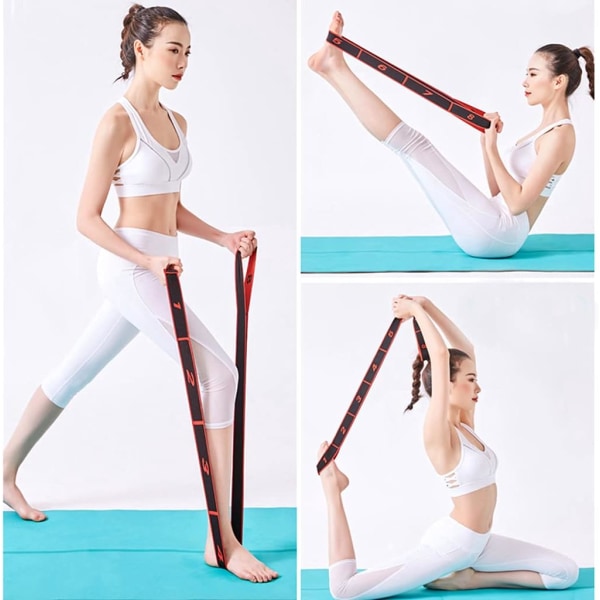 2 Pakke 8 Sektion Yoga Elastikbånd, Justerbar Stretch Bælte til