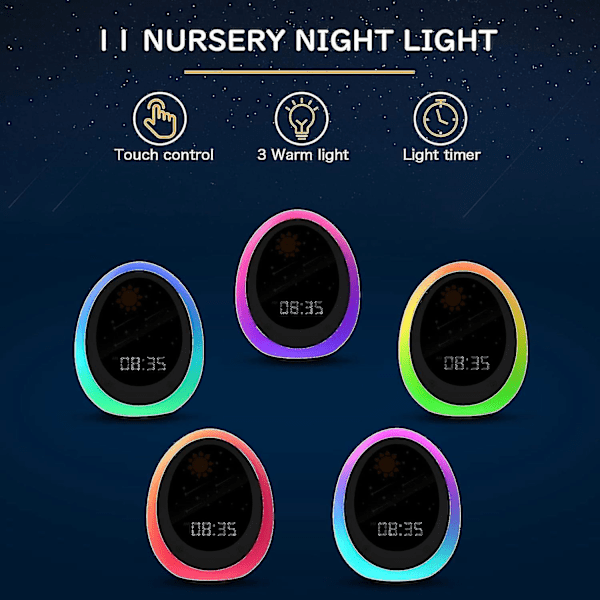 2024 Routine Helper Sleep Trainer, Barnklocka, Barnklocka, Barnklocka & Nattlampa Med Nap Timer För Yngre Barn-Yvan