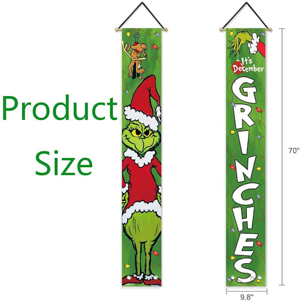 Grinch Julepynt - Glædelig Jul Terrassedørsskilte - Chris