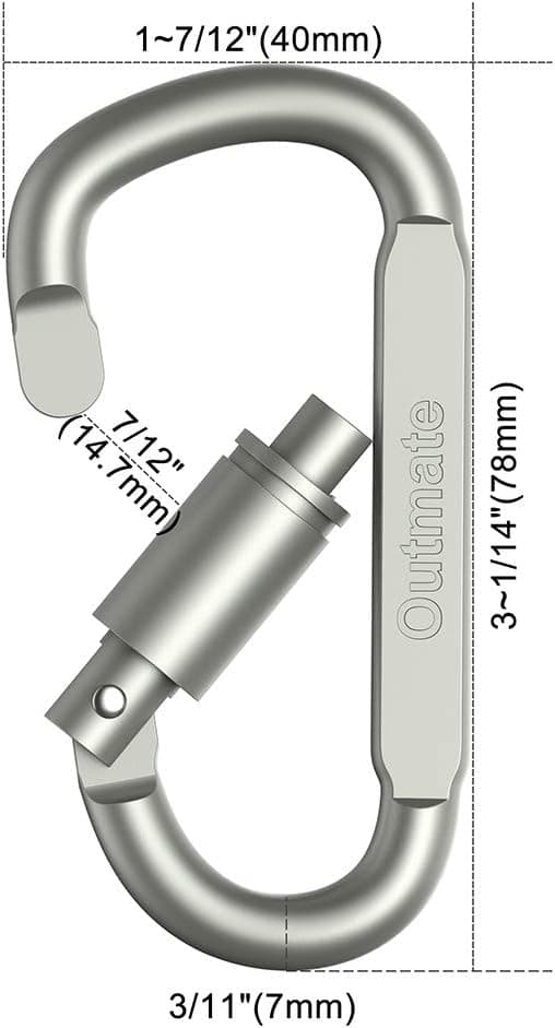 Premium Aluminium D-Ring Låsande Karabinerhakar (6-pack) - Lättviktiga