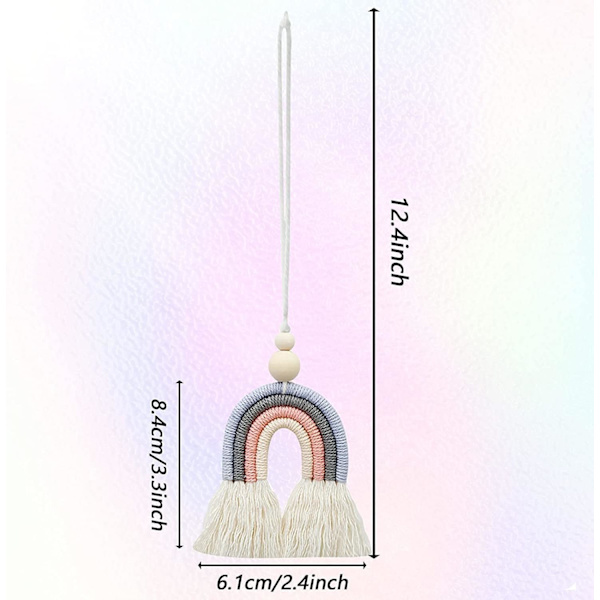 1 st Macrame Regnbåge Bilberlock med Träpärlor för Hemmet, ZQKLA
