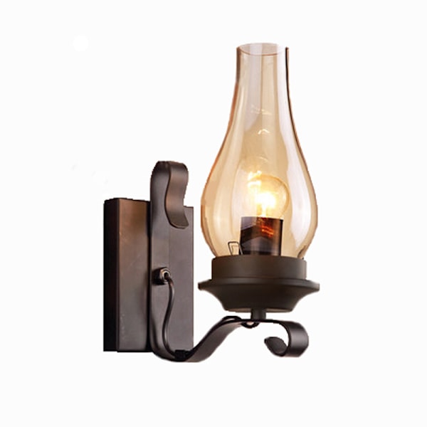 Rustik vägglampa Vintage Farmhouse vägglampa Industriell glasvägglampa för stuga sovrum vardagsrum hall öppen spis