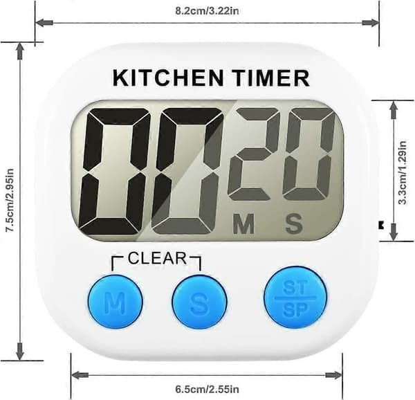 Kökkstimer, set med 2 elektroniska minnestimer med stor LCD-skärm