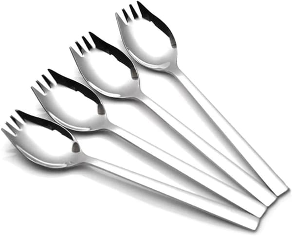 4-pack Sporkar i Rostfritt Stål för Vardagsbruk, Camping, Vandring Hea