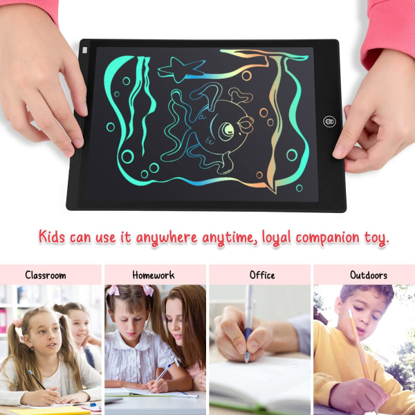 12 Tommer Farverig LCD Skrivetablet, Stor Tegnebræt, Børn