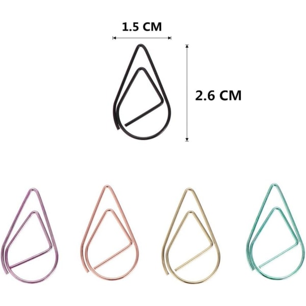 Ruostumattomasta teräksestä valmistetut teardrop-paperiliittimet/kirjanmerkit - kirjalle, M,ZQKLA