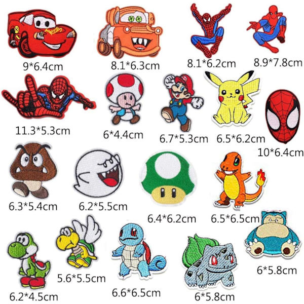 Parti med 18 stk. strygemærker til tøj, Spider Man Chil, ZQKLA