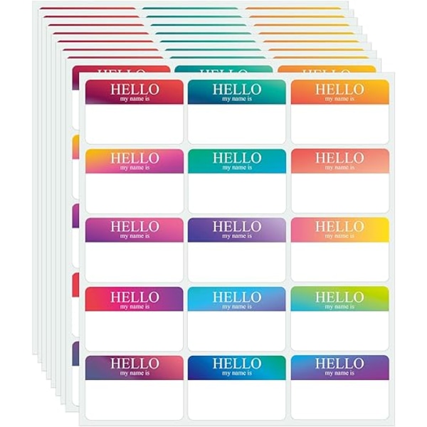 360 st Namnlappar Rainbow Sticker, Hello My Name is Stickers,ZQKLA