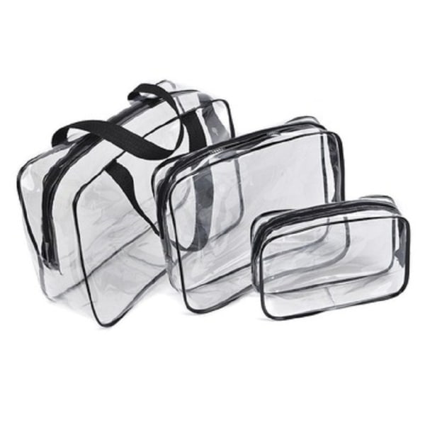 3Pcs Clear Cosmetic Bag Air Travel Plastic Toiletry Pouch, W,ZQKLA