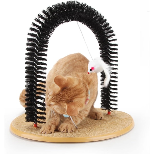 Cat Self-Groomer - Bristle Ring Borste Cat Arch med heltäckningsmatta bas