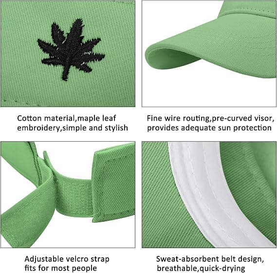 Solhatt for kvinner - Unisex Visir Caps, Lønnblad Brodert Justerbar