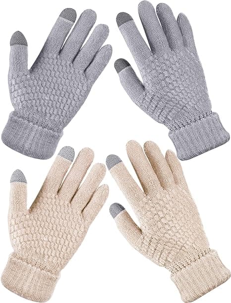 2 par Dam Vinter Touchscreen Handskar Varmt Fleecefodrat Stickat