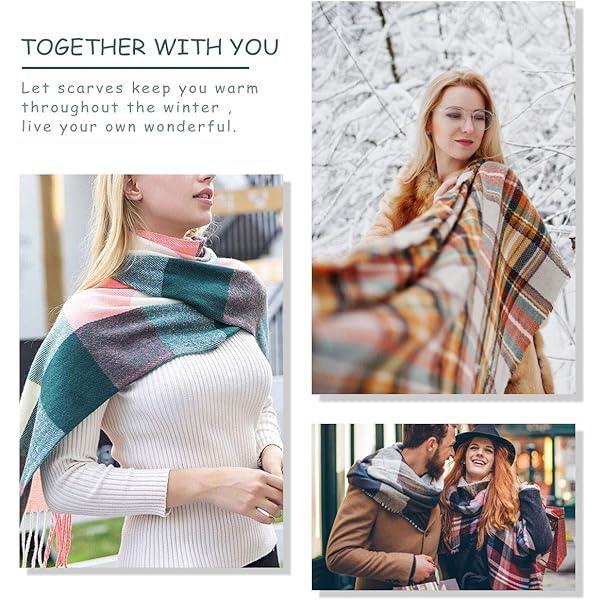 Vinter Tartan Scarf - Lång Damrutig Halsduk Varm Ull Bri,ZQKLA