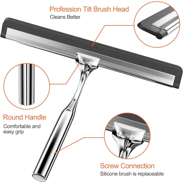 Dusj-squeegee i rustfritt stål, silikon dusj-squeegee wi,ZQKLA