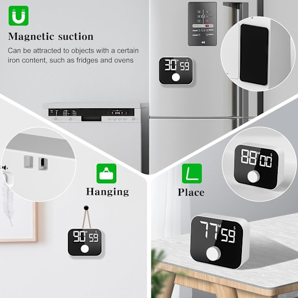 Digital Køkken Timer, Stor LED Display Magnetisk Nedtælling, ZQKLA