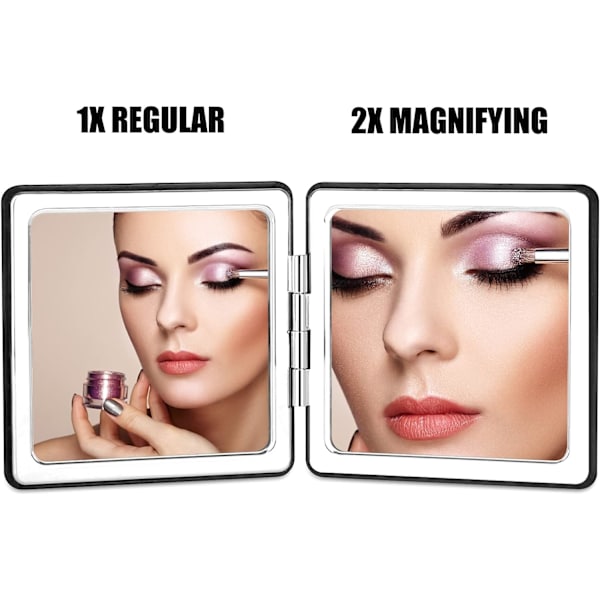 Kompakti meikkipeili taskuun, käsilaukkuun, 1x/2x suurennus, ZQKLA