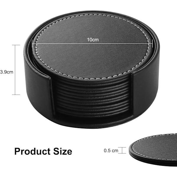 6 stk. skridsikre PU læder coasters med varmebestandig Ho, ZQKLA