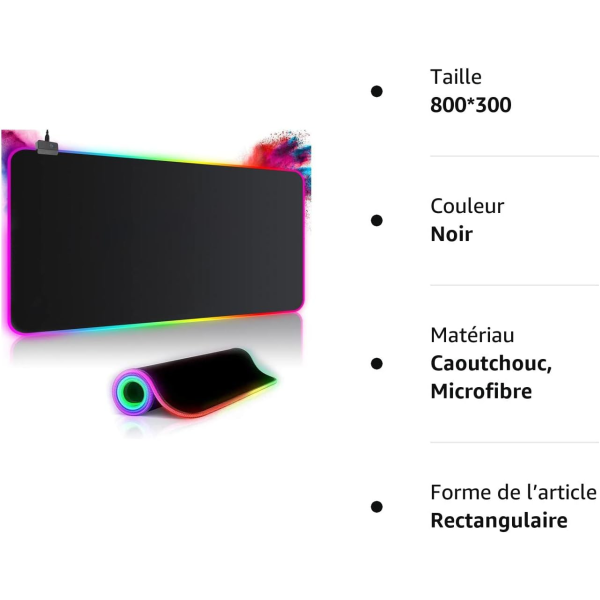 XXL RGB Pelikohvakuja (800 x 300 mm), 8 LED-valaistusta, ZQKLA