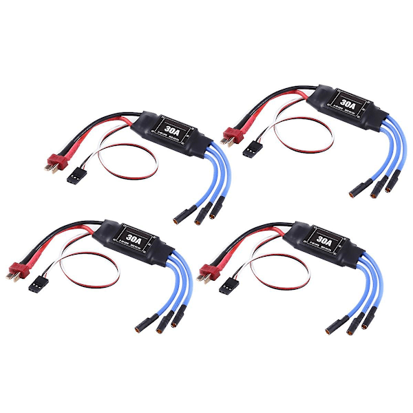 4 stk 2-4S 30A RC Børsteløs ESC T-plugg Elektrisk Fartskontroller 5V 2A for 2 til 4S Lipo Batteri Multicopter Quadcopter