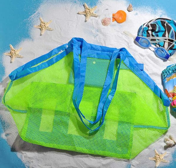 Strandtaske - Genanvendelig Mesh, Letvægts Foldbart Stof, Holdbar Hig