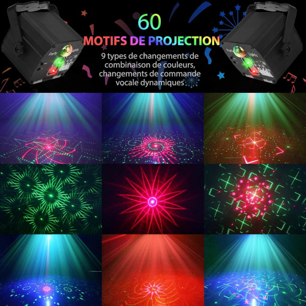 Scenljus med fjärrkontroll, LED-festljus med 60 RGB, ZQKLA